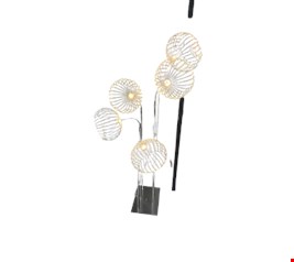 Luminária Cúpulas Flor Prata de LED chão 1,20mA
