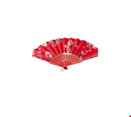 Leque Vermelho com Flores 