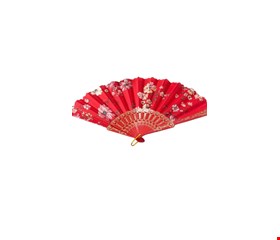 Leque Vermelho com Flores 