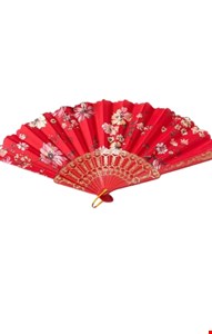 Leque Vermelho com Flores 