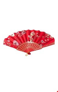 Leque Vermelho com Flores 