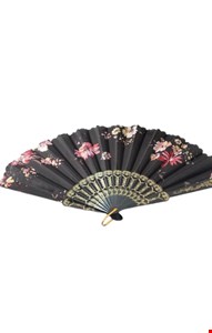 Leque Preto com Flores P