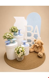 Decoração- Chá de Bebê Azul com Branco III Decoração- Chá de Bebê Azul com Branco III