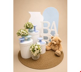 Decoração- Chá de Bebê Azul com Branco III Decoração- Chá de Bebê Azul com Branco III