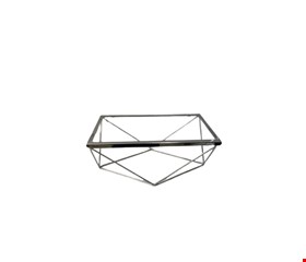 Bandeja Diamante Retangular Prata com Vidro (Novo) 30cmD 13cmA 18cmP G
