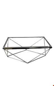 Bandeja Diamante Retangular Prata com Vidro (Novo) 30cmD 13cmA 18cmP G
