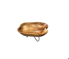 Suporte Madeira Orgânica com Pé de Ferro Triangular 24cmC 12cmA