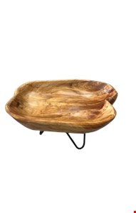 Suporte Madeira Orgânica com Pé de Ferro Triangular 24cmC 12cmA