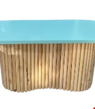 Mesa tiffany base orgânica pinus ripada 1,20cmL X 53cmA X 70cmP