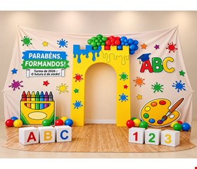 Painel retangular Tecido Sublimado Formatura ABC 3,20mL X 2,40mA