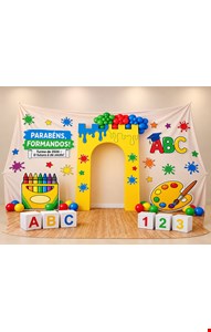 Painel retangular Tecido Sublimado Formatura ABC 3,20mL X 2,40mA Painel retangular Tecido Sublimado Formatura ABC 3,20mL X 2,40mA