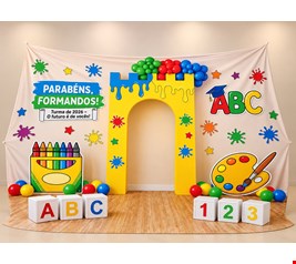 Painel retangular Tecido Sublimado Formatura ABC 3,20mL X 2,40mA Painel retangular Tecido Sublimado Formatura ABC 3,20mL X 2,40mA