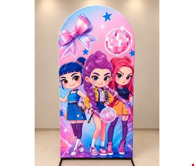 Painel Oval Vertical Tecido Sublimado Guerreiras do Kpop 2mA X 1mL