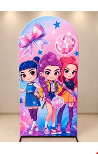 Painel Oval Vertical Tecido Sublimado Guerreiras do Kpop 2mA X 1mL Painel Oval Vertical Tecido Sublimado Guerreiras do Kpop 2mA X 1mL
