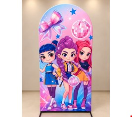 Painel Oval Vertical Tecido Sublimado Guerreiras do Kpop 2mA X 1mL Painel Oval Vertical Tecido Sublimado Guerreiras do Kpop 2mA X 1mL