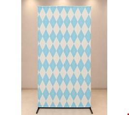 Painel Vertical tecido sublimado Losango azul e branco 2mA x 1mL