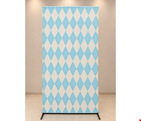 Painel Vertical tecido sublimado Losango azul e branco 2mA x 1mL