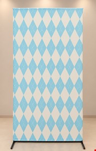 Painel Vertical tecido sublimado Losango azul e branco 2mA x 1mL