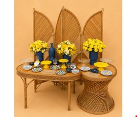 Decoração - Vime Azul e Amarelo