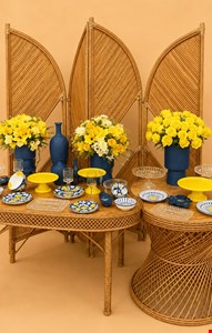 Decoração - Vime Azul e Amarelo