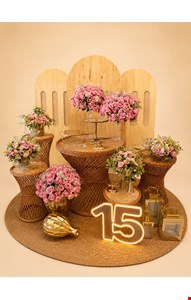 Decoração - 15 anos Rosa & Madeira 