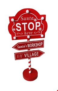 Temático Natal- Placa Santa Stop Here Luminosa 41cmA Temático Natal- Placa Santa Stop Here Luminosa 41cmA
