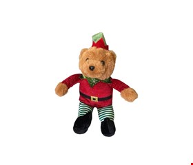 Temático Natal - Urso Blusa Vermelha e Calça Listrada Verde 26cmA