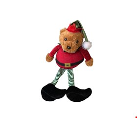 Temático Natal - Urso Blusa Vermelha e Calça Listrada Verde 30cmA