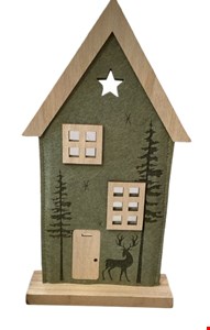 Temático Natal- Casa Verde com Rena  35CmA 16 CmL