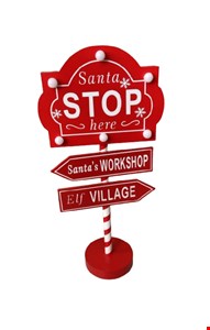Temático Natal- Placa Santa Stop Here Luminosa 41cmA Temático Natal- Placa Santa Stop Here Luminosa 41cmA