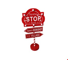 Temático Natal- Placa Santa Stop Here Luminosa 41cmA Temático Natal- Placa Santa Stop Here Luminosa 41cmA