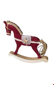 Temático Natal- Cavalinho Vermelho e Dourado 20cmA 21cmL Temático Natal- Cavalinho Vermelho e Dourado 20cmA 21cmL