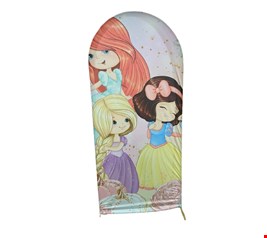 Painel Oval Vertical Tecido Sublimado Princesas Branca de Neve, Rapunzel, Ariel 2mA X 1mL