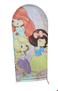 Painel Oval Vertical Tecido Sublimado Princesas Branca de Neve, Rapunzel, Ariel 2mA X 1mL