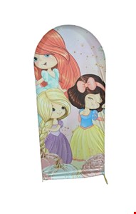 Painel Oval Vertical Tecido Sublimado Princesas Branca de Neve, Rapunzel, Ariel 2mA X 1mL