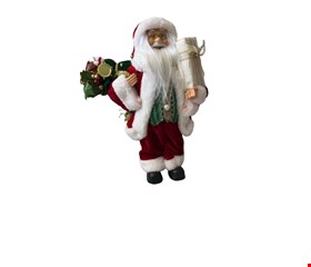 Temático Natal - Papai Noel Com Saco De Presente Verde com Bateria e Presente na Mão