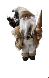 Temático Natal - Papai Noel Com Saco de Presente e Lança Dourada 30cmA