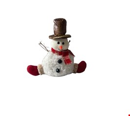 Temático Natal- Boneco de Neve Sentado Chapéu Marrom com Galhos Temático Natal- Boneco de Neve Sentado Chapéu Marrom com Galhos