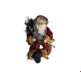 Temático Natal - Papai Noel Sentado Com Rena na Mão