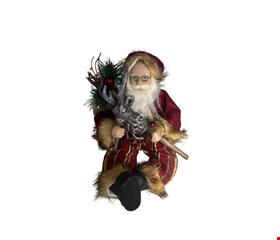 Temático Natal - Papai Noel Sentado Com Rena na Mão