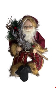 Temático Natal - Papai Noel Sentado Com Rena na Mão