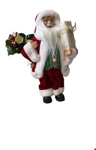 Temático Natal - Papai Noel Com Saco De Presente Verde com Bateria e Presente na Mão
