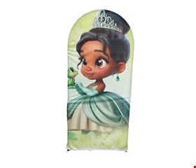 Painel Oval Vertical Tecido Sublimado Princesa e o Sapo 2mA X 1mL