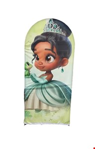 Painel Oval Vertical Tecido Sublimado Princesa e o Sapo 2mA X 1mL Painel Oval Vertical Tecido Sublimado Princesa e o Sapo 2mA X 1mL