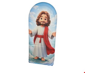 Painel Oval Vertical Tecido Sublimado Jesus Meu Amigo 2mA X 1mL