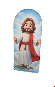 Painel Oval Vertical Tecido Sublimado Jesus Meu Amigo 2mA X 1mL Painel Oval Vertical Tecido Sublimado Jesus Meu Amigo 2mA X 1mL