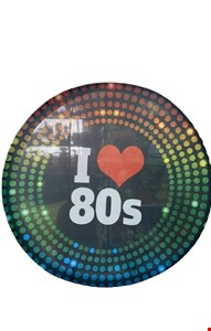 Painel Redondo Tecido Sublimado -I lOVE ANOS 80 1,50mD