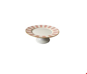 Suporte Listra Rosa e Borda Dourada 30cmD 12cmA