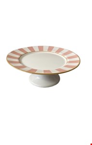 Suporte Listra Rosa e Borda Dourada 30cmD 12cmA