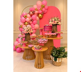 Decoração Adulto - Vime Rosa & Dourado 